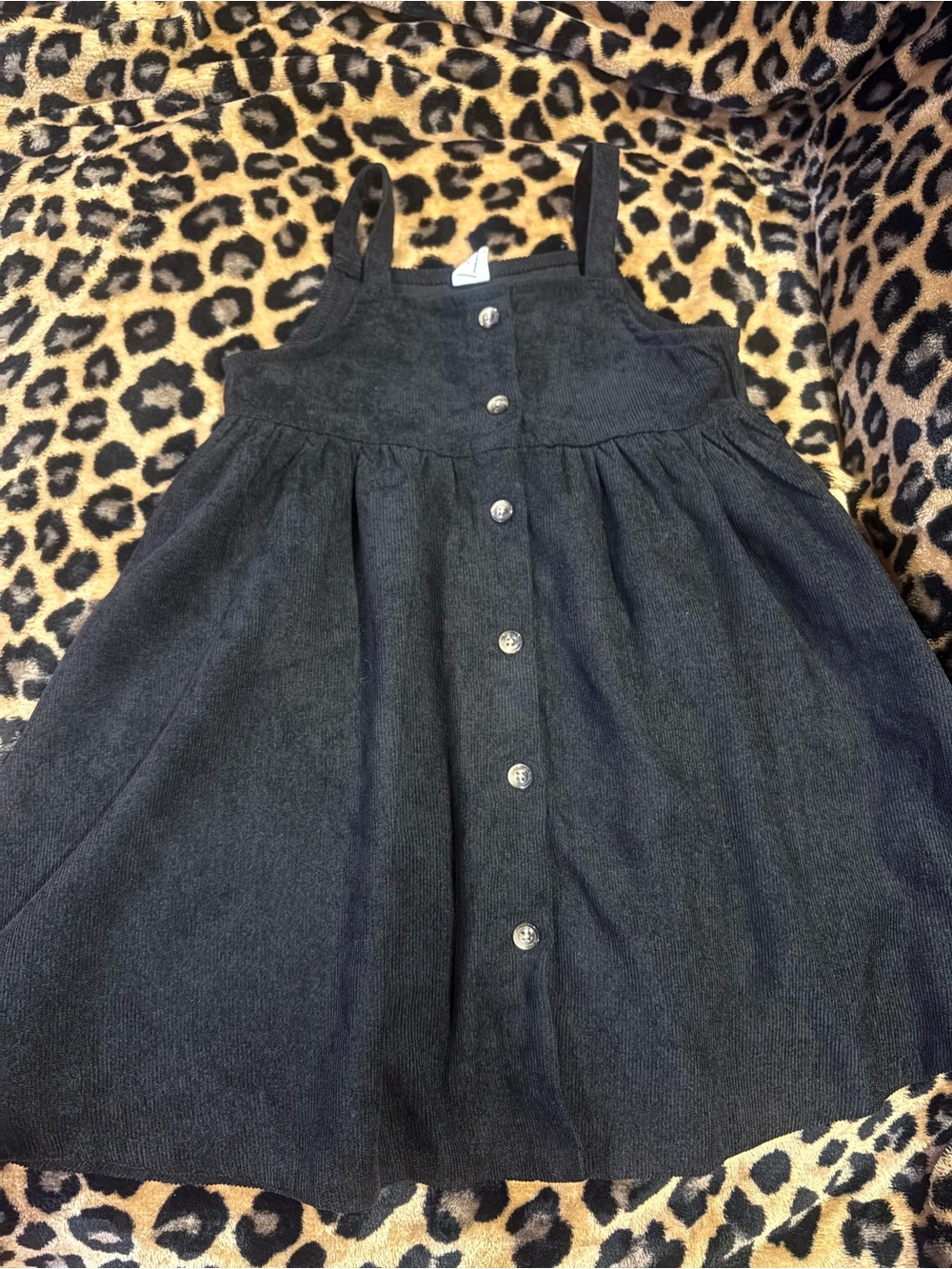 SHEIN Black Button-Front Velour Retro Prep Inspired Fall Dress 2-3Y Toddler Girl
